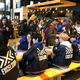 New York Excelsior giving autographs outside the Mets stadium.